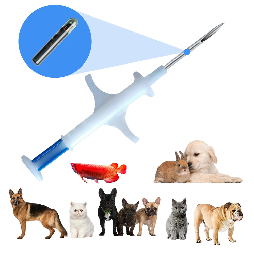 Manruta microchip identificador para perros de 8 mm, listo para escaneo.