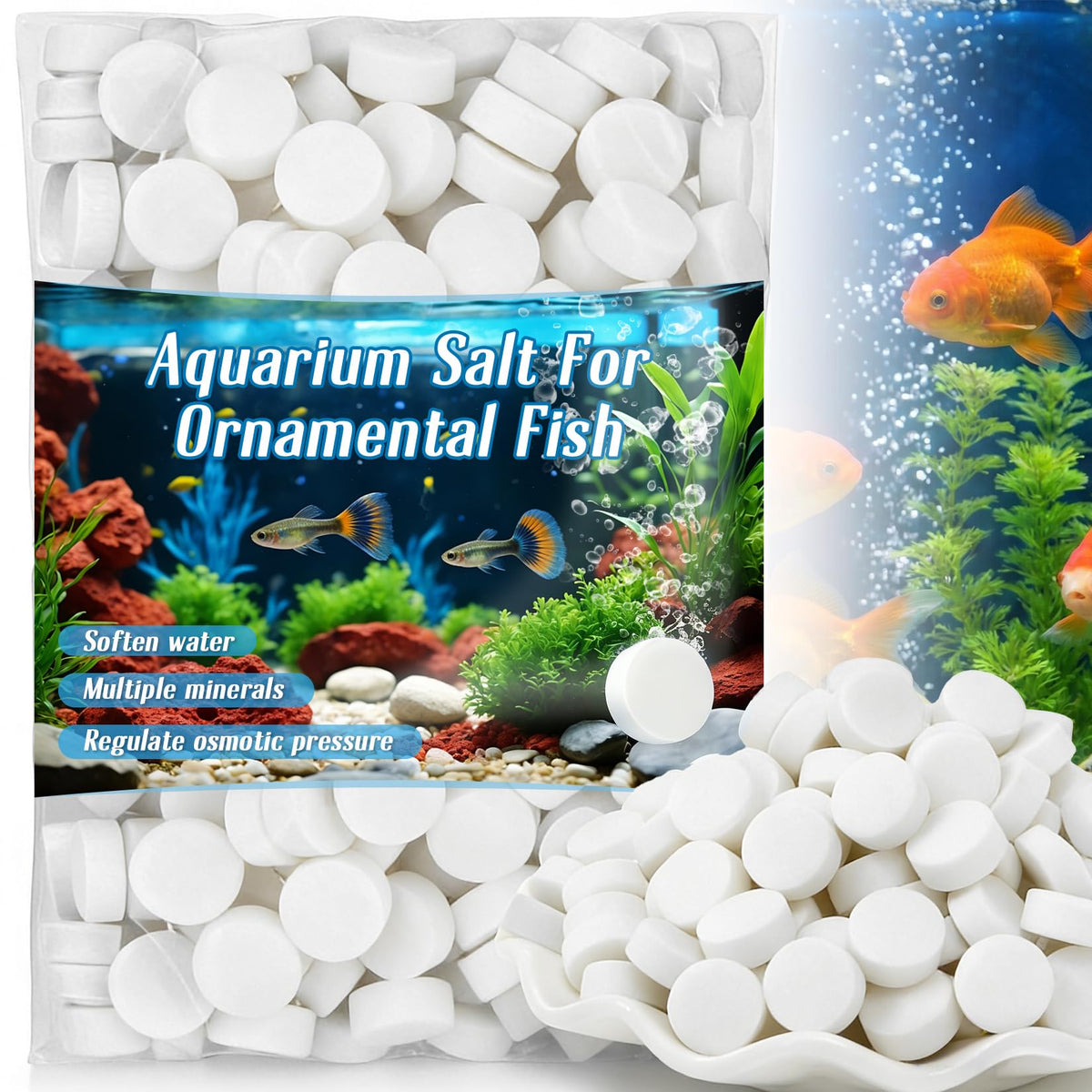 MAQIHAN sal para acuario: tabletas 150, dosificación sencilla.