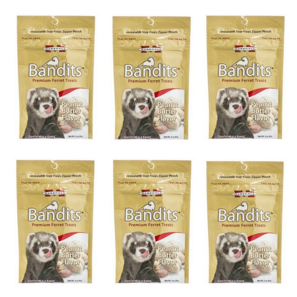 Golosinas Marshall Bandits, bocado de mantequilla de cacahuete para hurones, ideal como premio durante el entrenamiento.