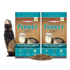 Marshall Pet Products Selección Fórmula Pollo Dieta Premium para hurones, frente al envase