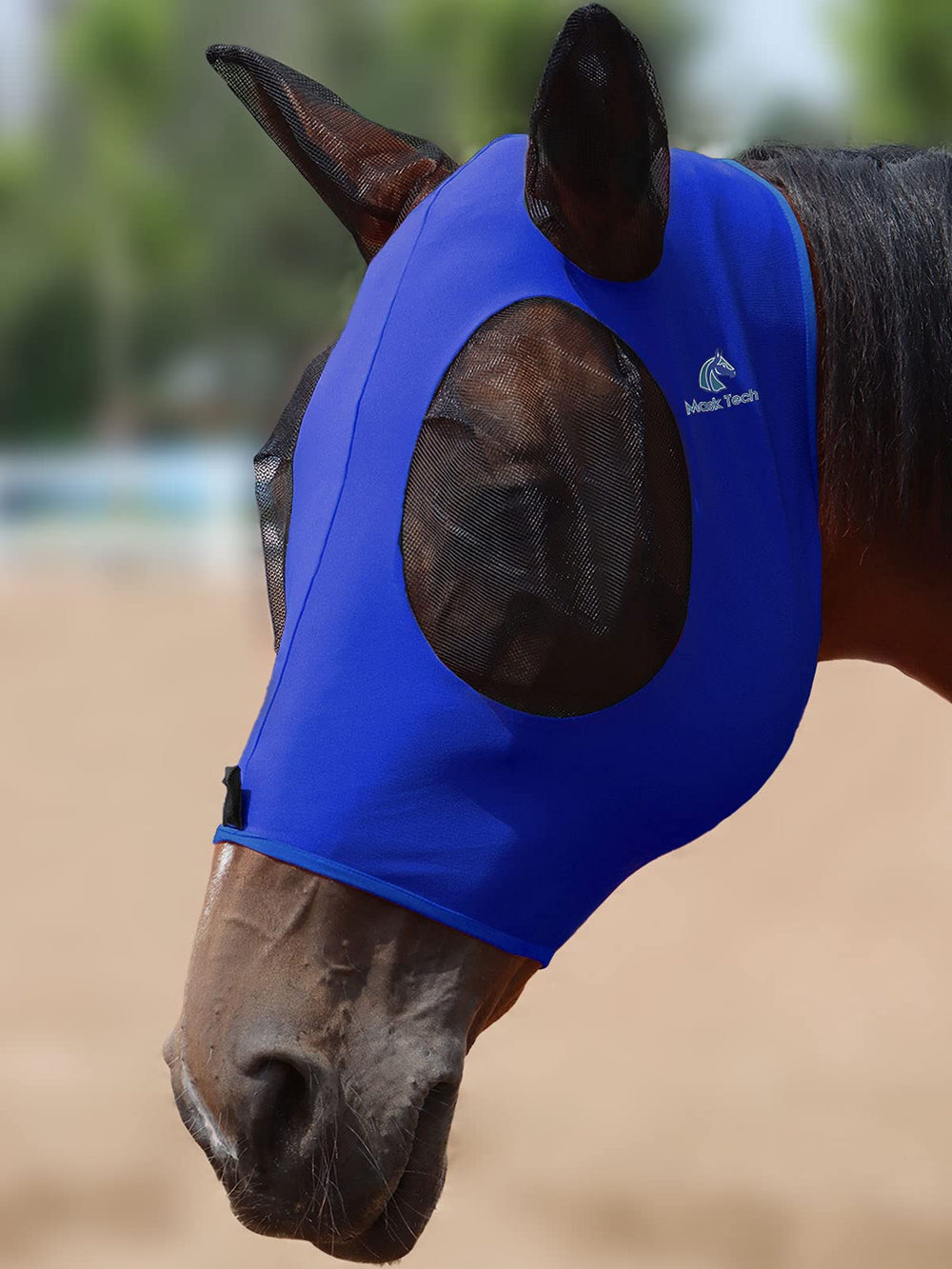 Mask-Tech protección UV para caballos, protección contra el sol durante la jornada.