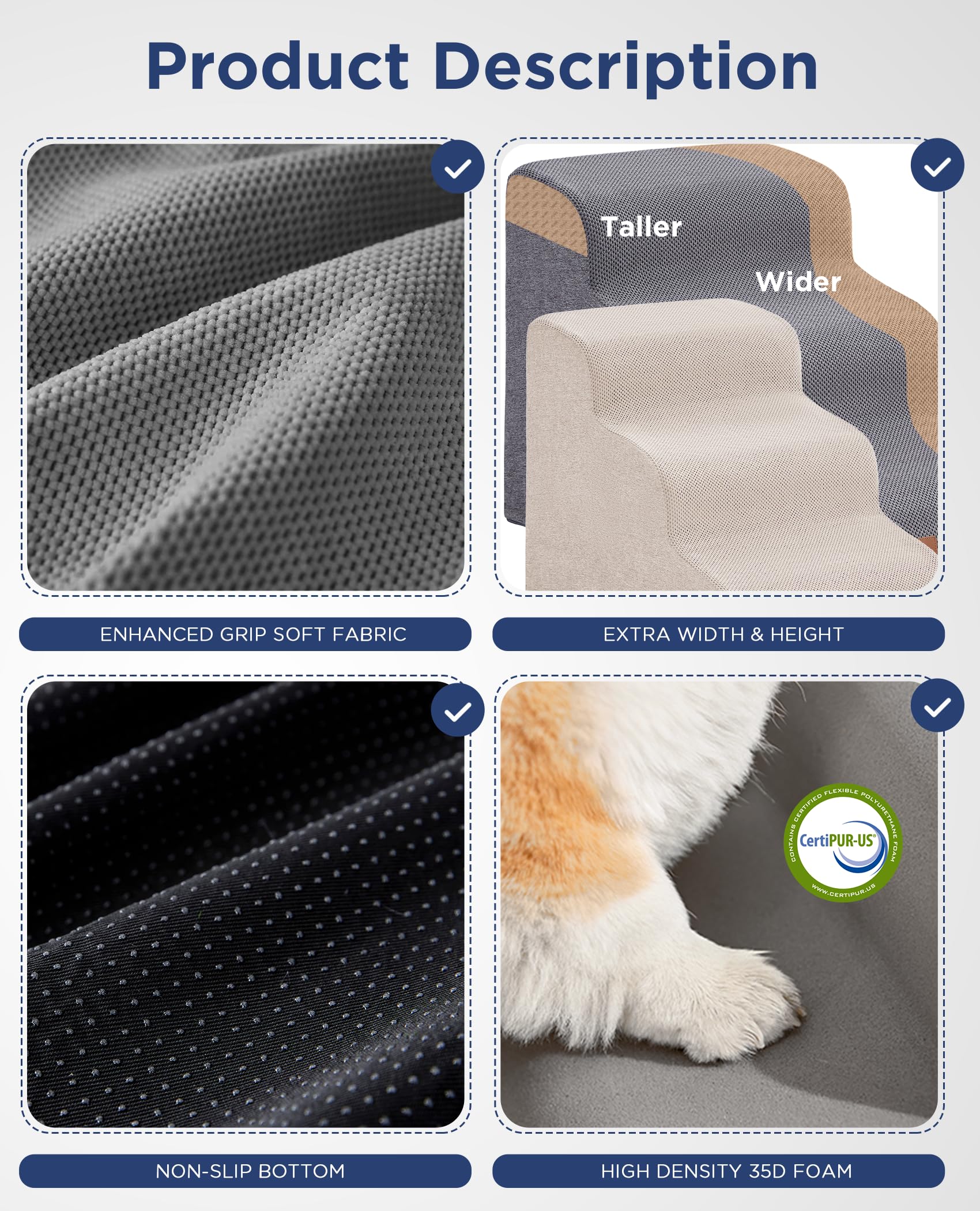 MASSFU escalera para camas altas, solución discreta y estable para mascotas.