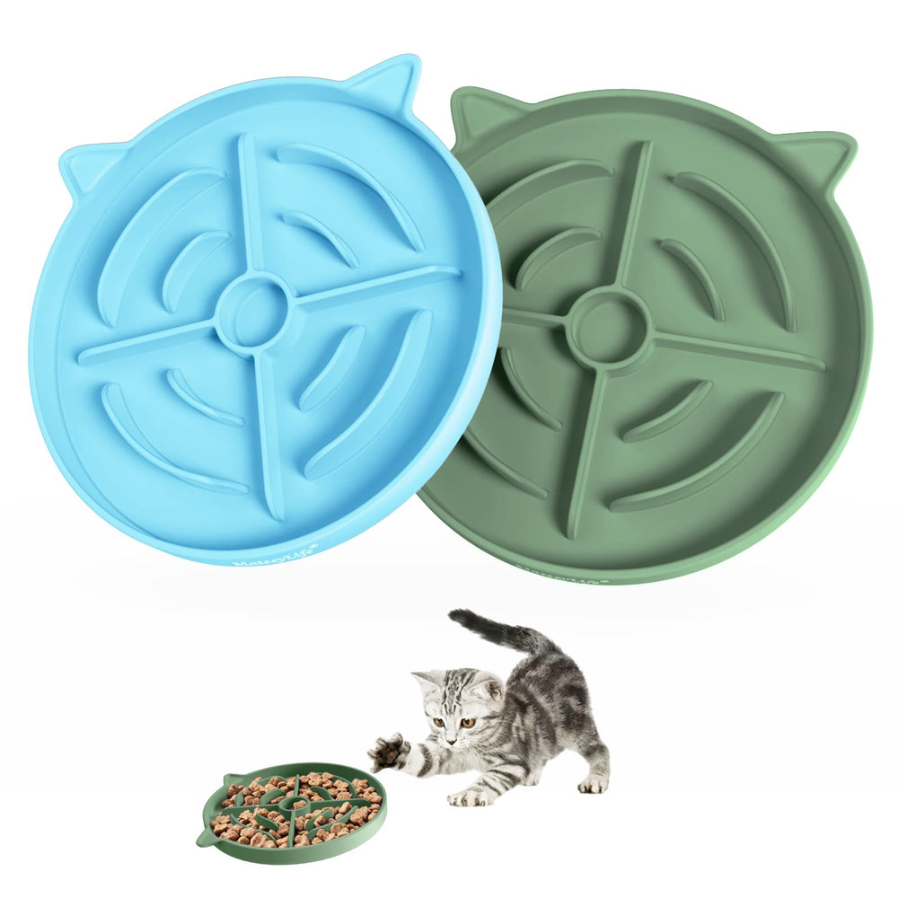 MateeyLife cuenco de silicona lento para gatos, ayuda a comer más despacio.