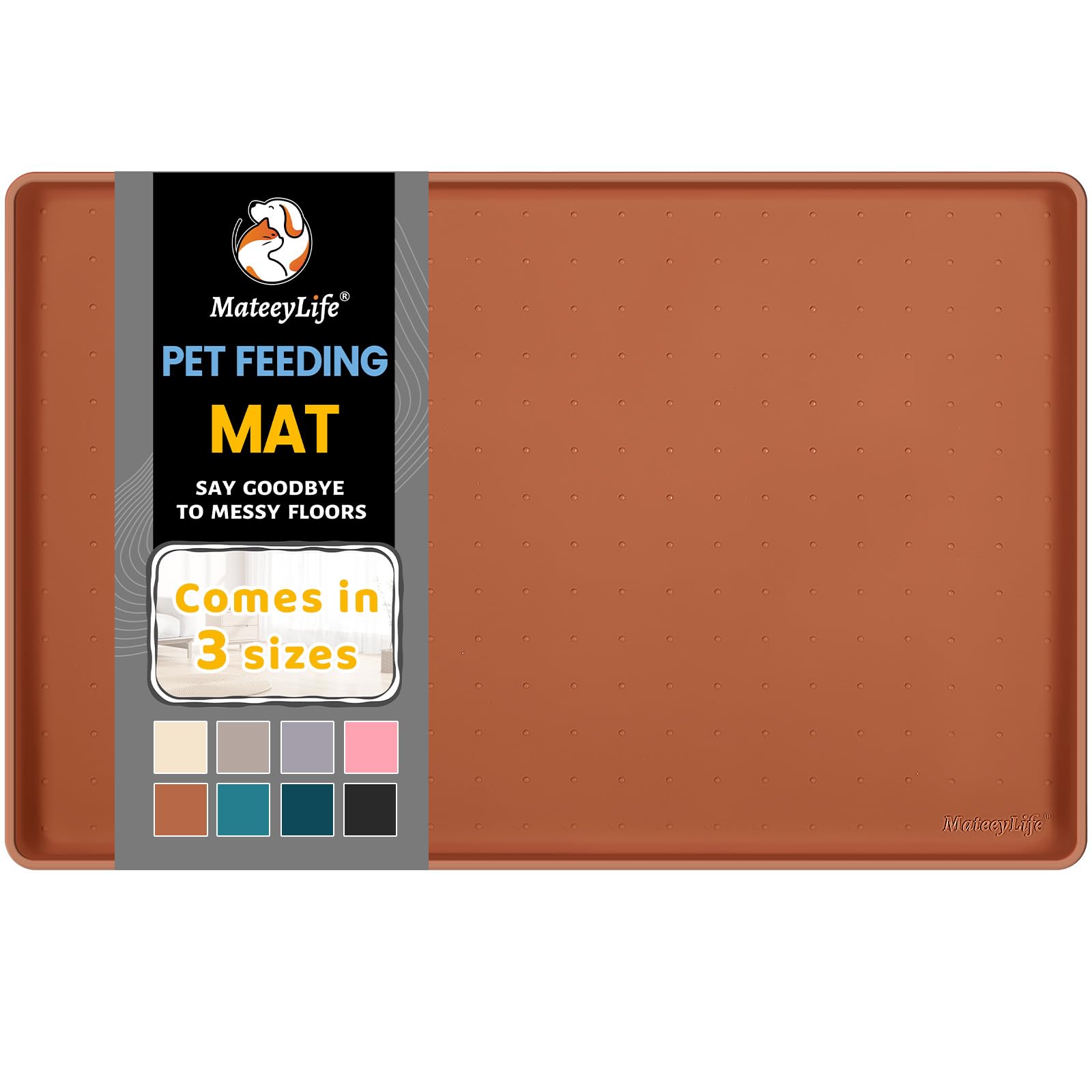 MateeyLife mat silicona para perros con borde alzado mantiene el desorden a raya.