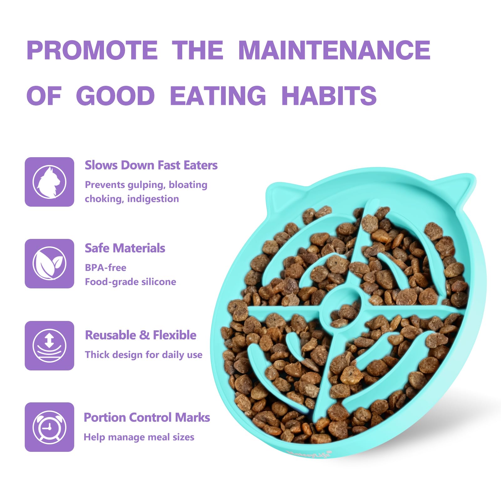 Base antideslizante para evitar movimientos durante las comidas del gato MateeyLife.