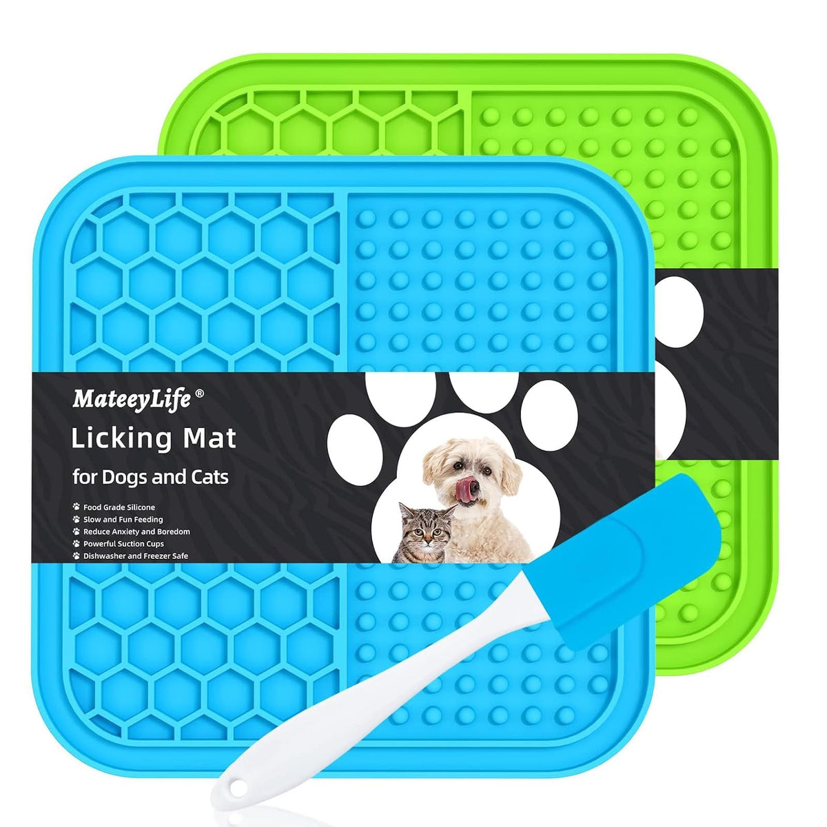 MateeyLife tapete lamer para perro pequeño azul, ayuda a calmar durante el baño.