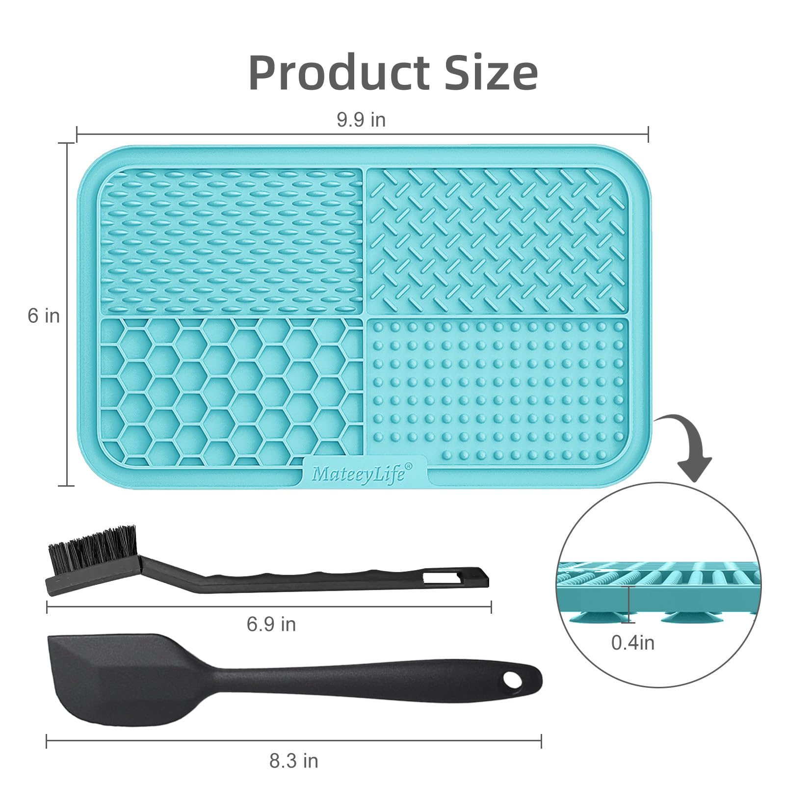 MateeyLife tapete lamido sin BPA, seguro para mordidas suaves.