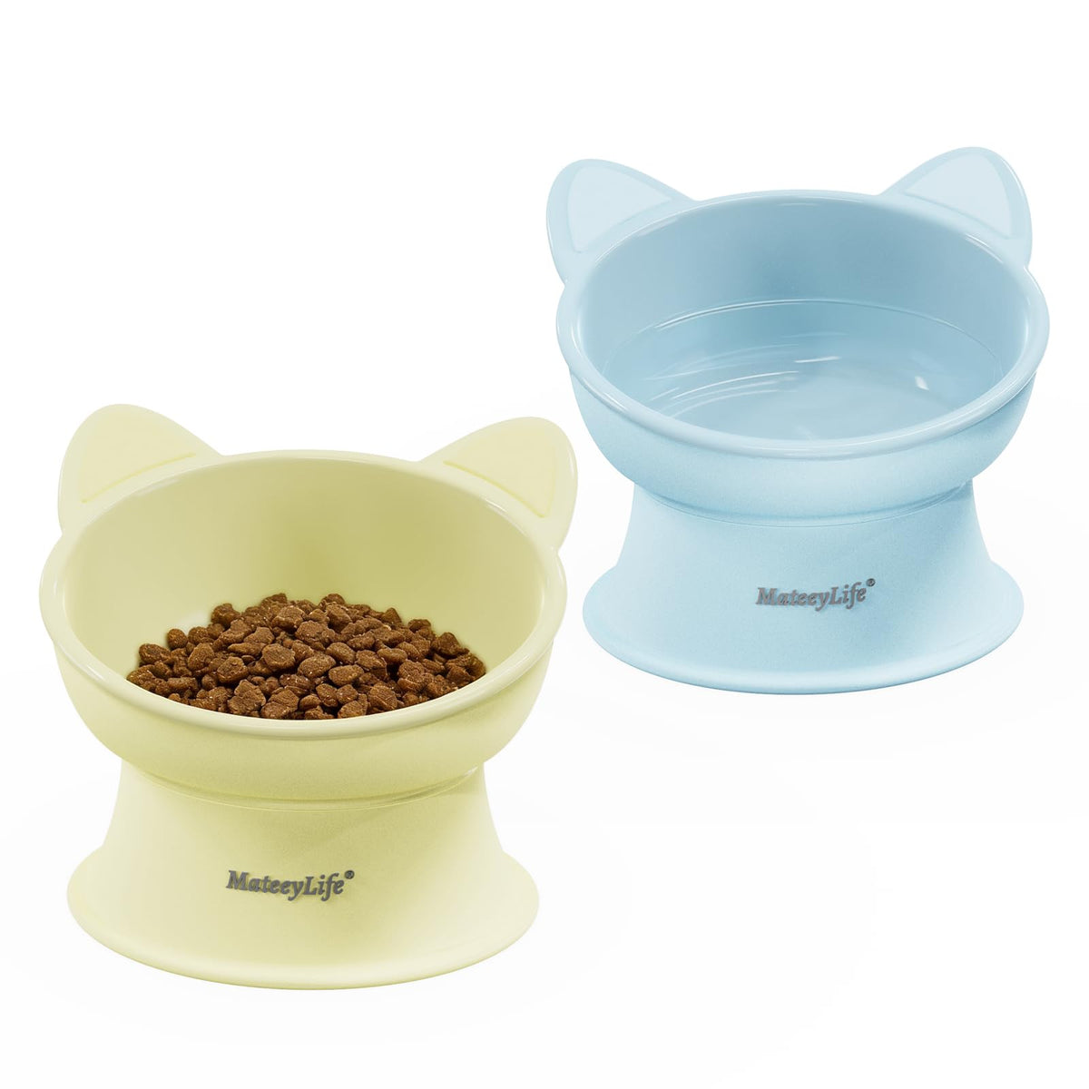 MateeyLife tazón elevado para gatos en azul, mejora la postura al comer
