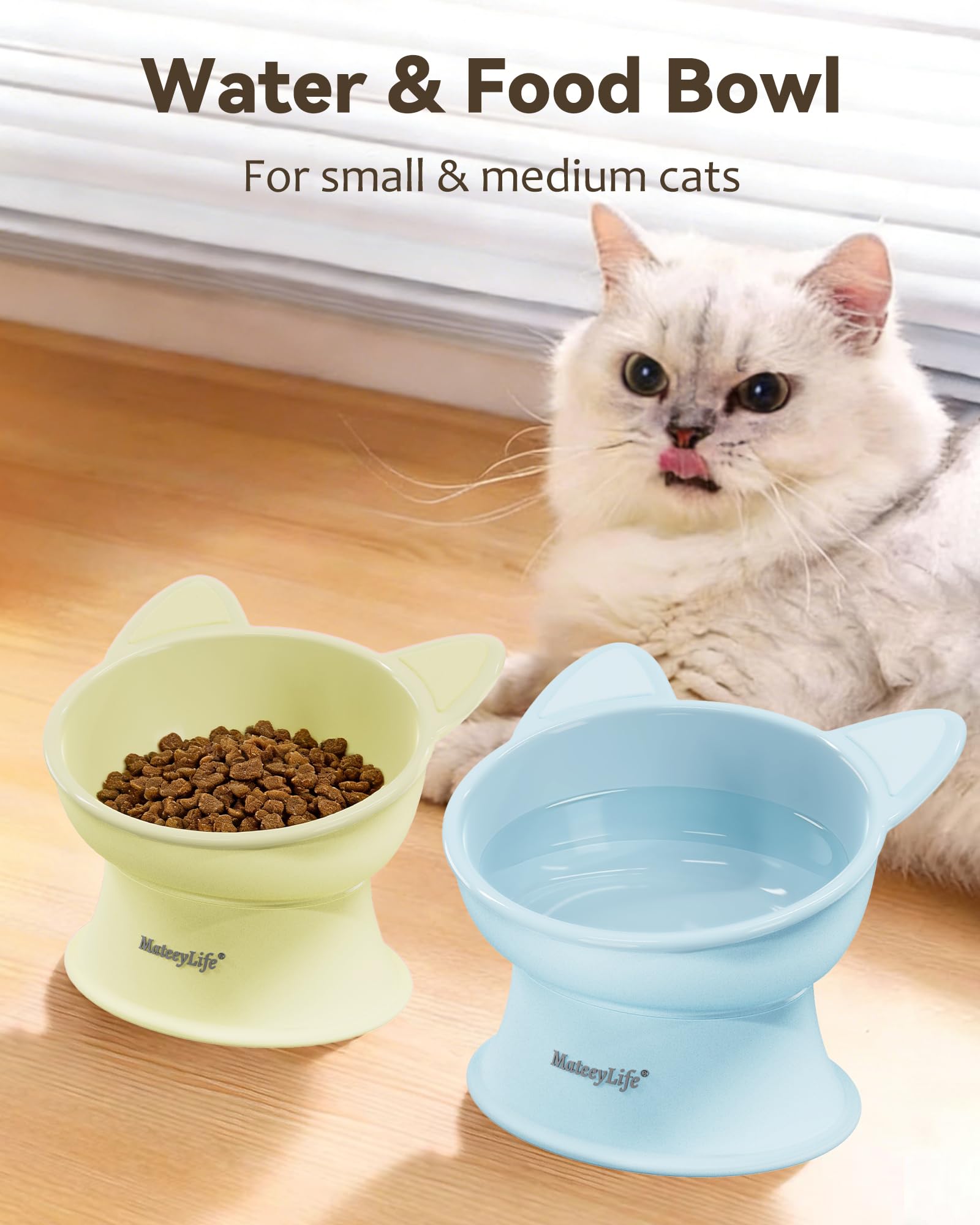 MateeyLife tazón elevado para gatos con inclinación de 15 grados, comida centrada