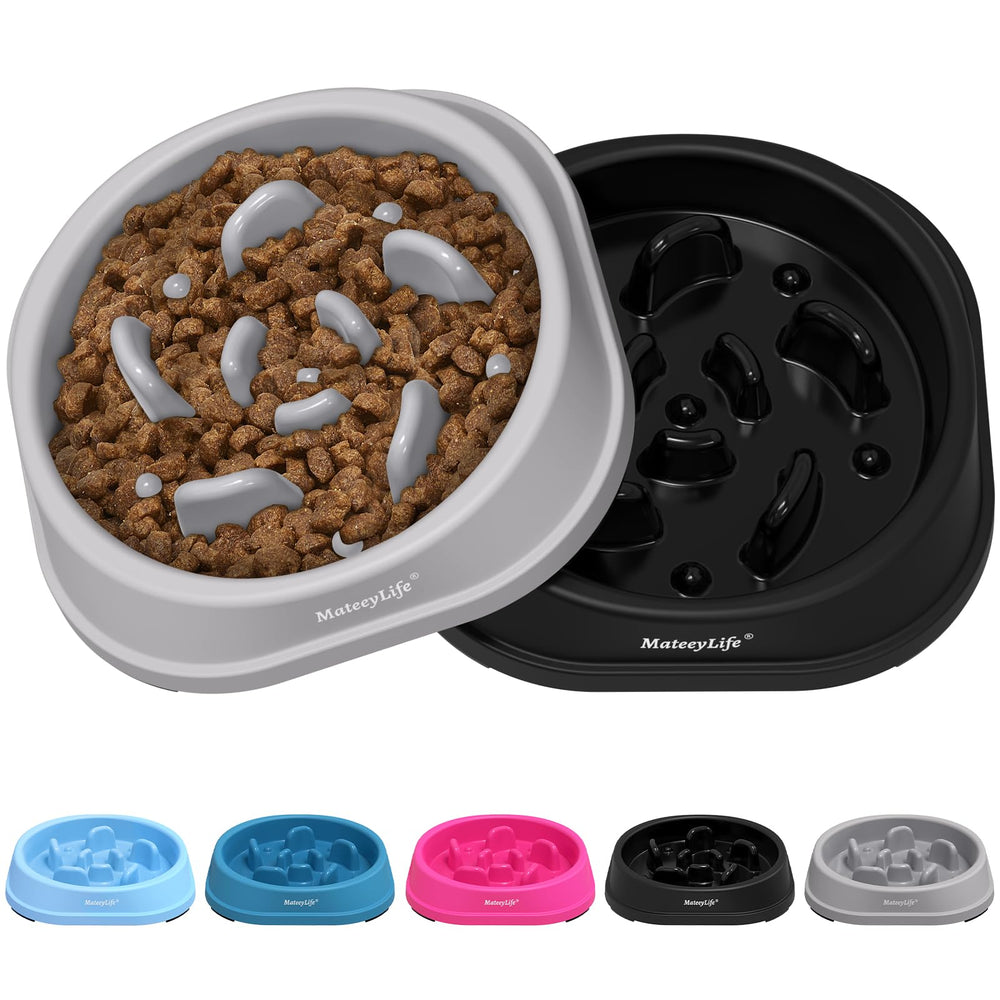 MateeyLife tazones lentos para gatos con doble tazón, fomentan comer despacio.