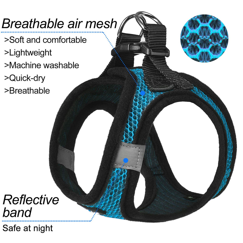Harnais Matilor en mesh respirant bleu pour chien actif.