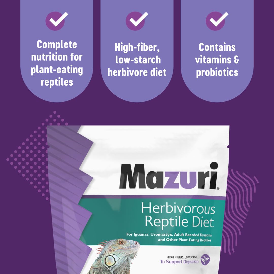 Mazuri Dieta Herbívora en bolsa de 227 g para reptiles herbívoros.