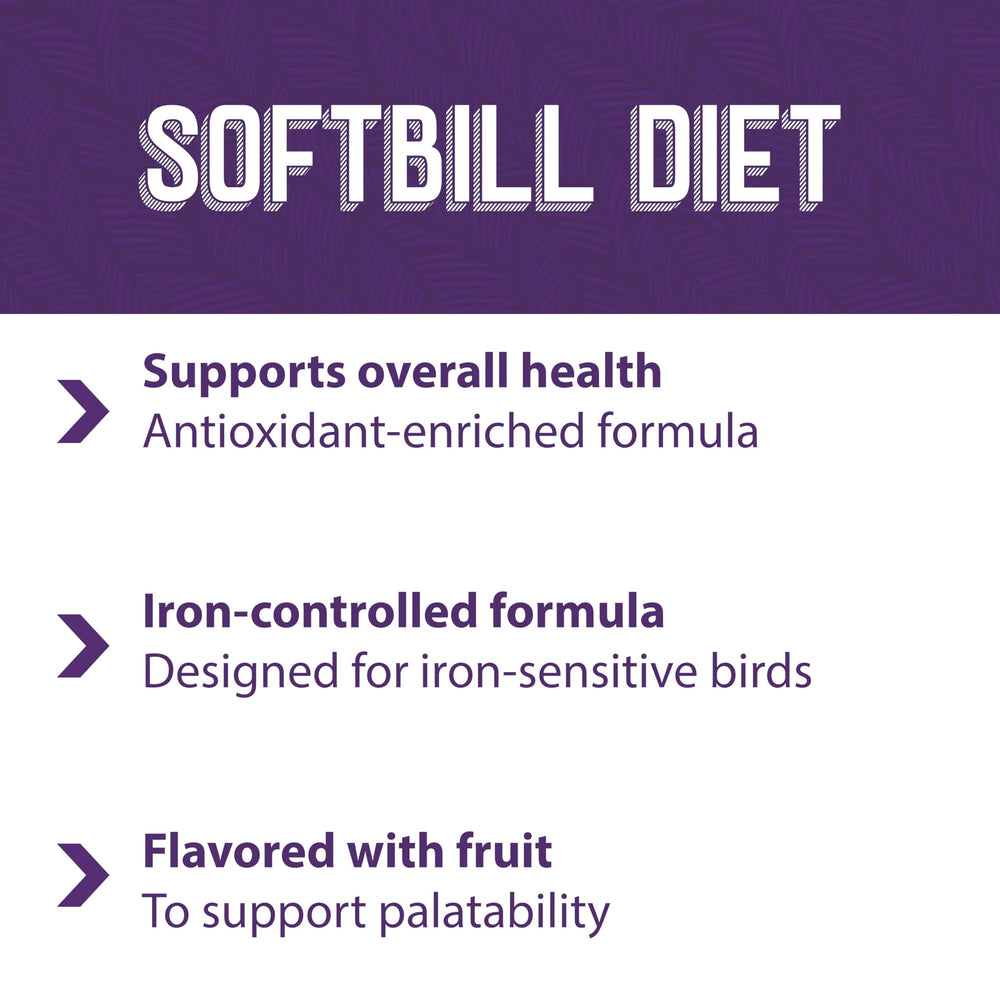 Ingredientes clave de Mazuri Softbill para apoyo nutricional diario.