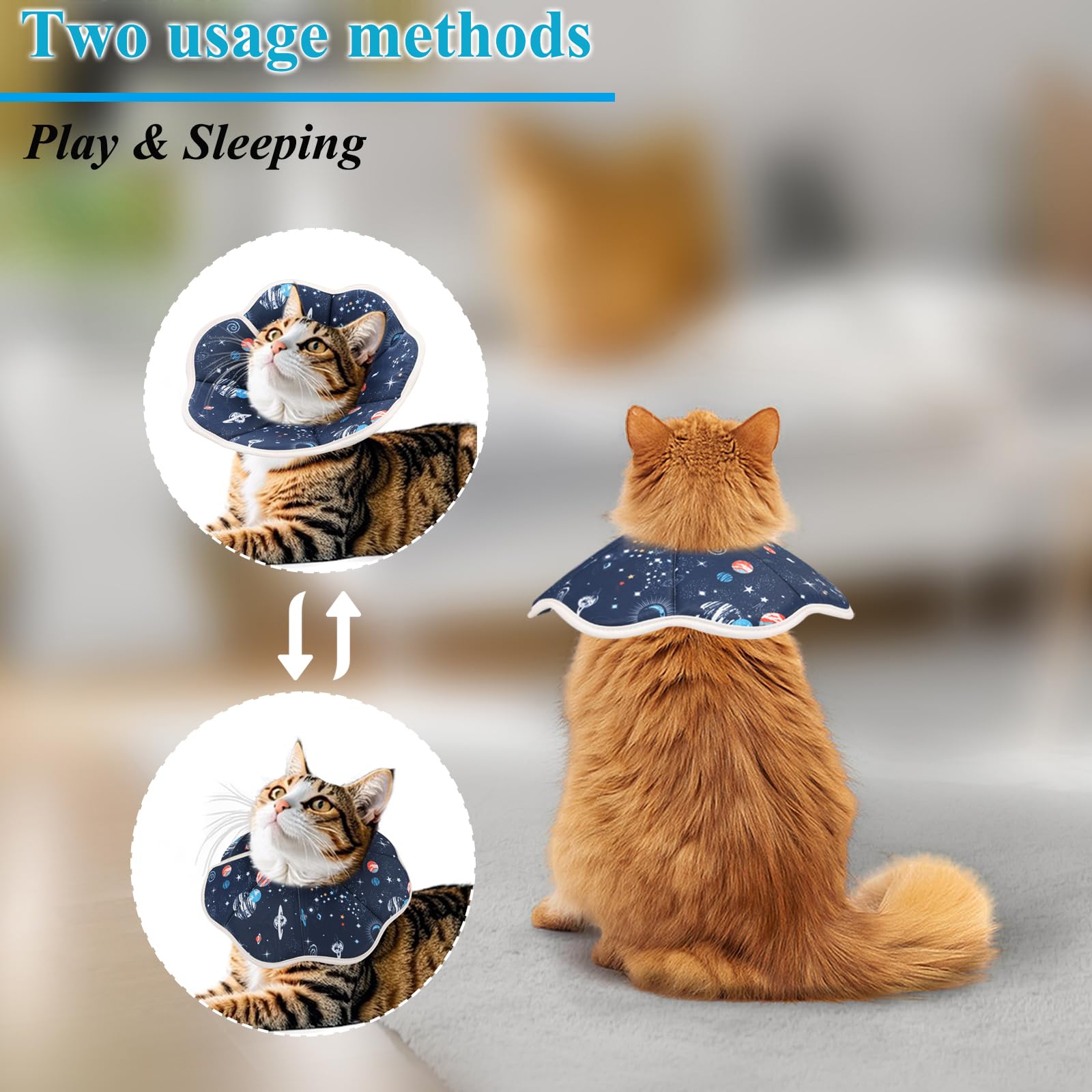 Mechpia collar cono gato cierre seguro, evita que se quite solo