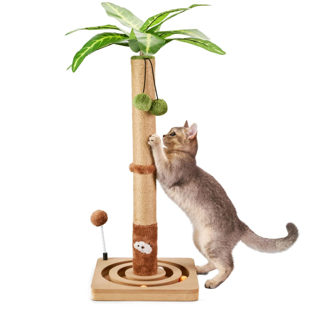 MECOOL arbol-gato-poste-rasca-base-solida ofrece estabilidad para arañar.