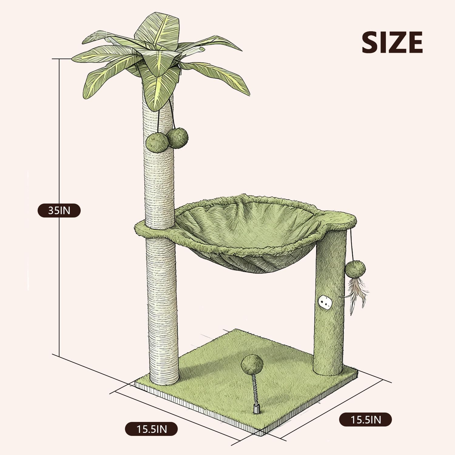MECOOL Arbol para gatos: estilo Monstera que decora el hogar