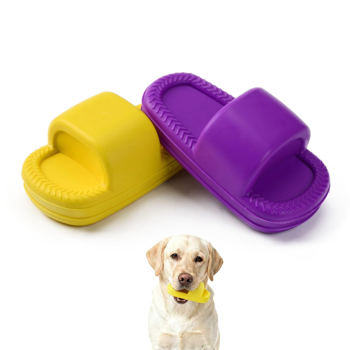 MECOOL zapatilla amarilla para perro con sonido, ideal para morder y jugar diario