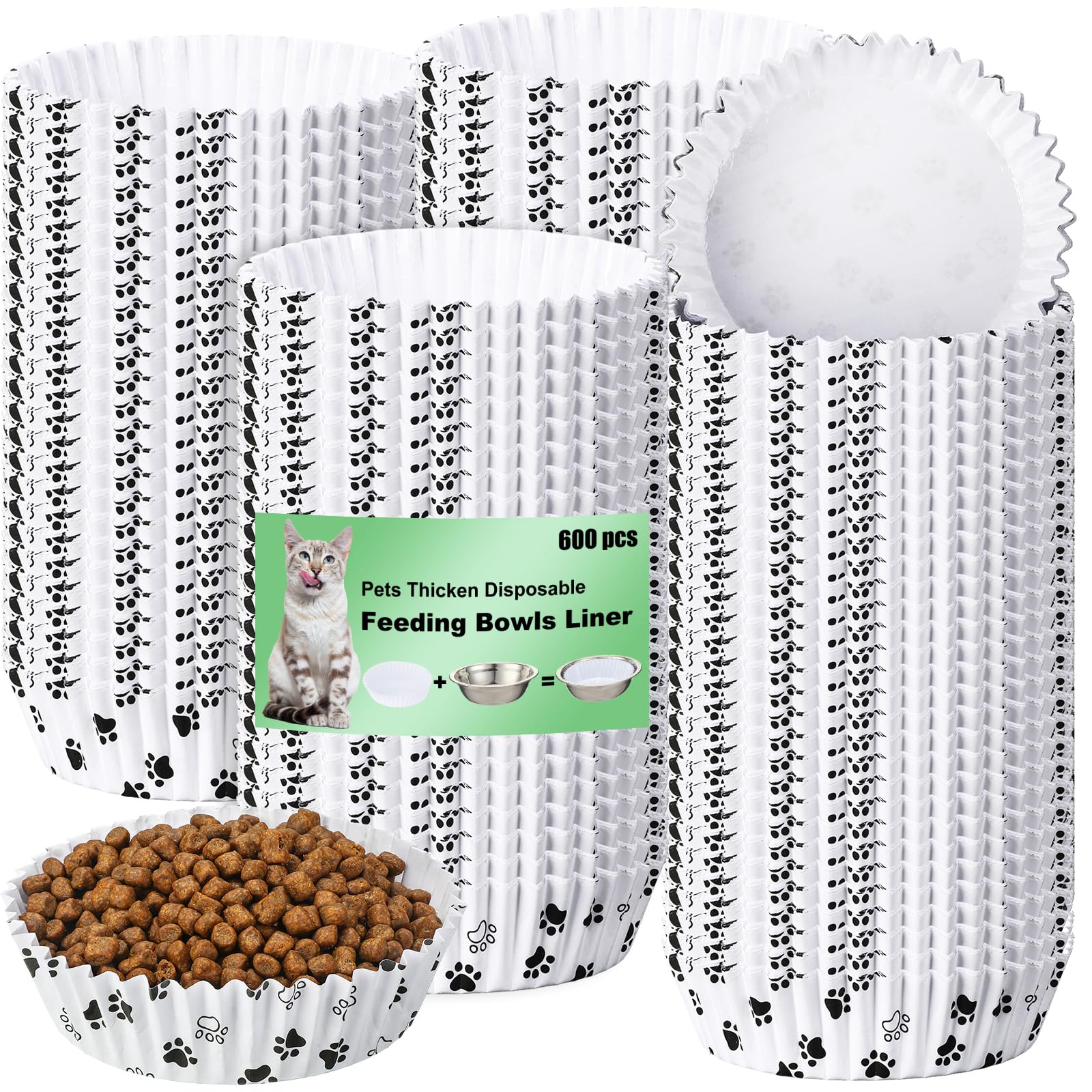 Meekoo liners desechables para tazones de mascotas con huella, para comidas limpias