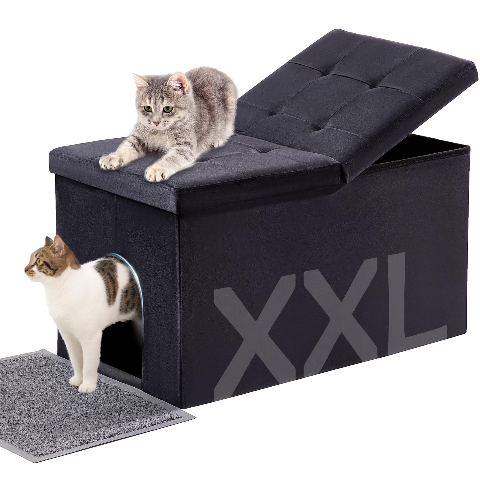 MEEXPAWS caja-arena extragrande con tapa levantable, acceso cómodo.