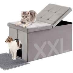 MEEXPAWS caja-arena-gatos grande con tapizado-terciopelo ocultando olores