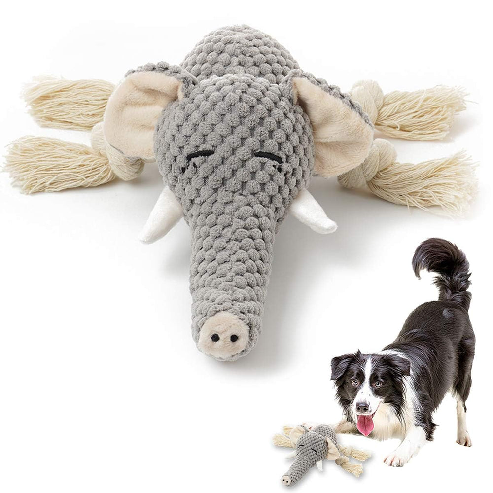 MewaJump Peluche para perro en forma de elefante, ideal para morder y jugar.