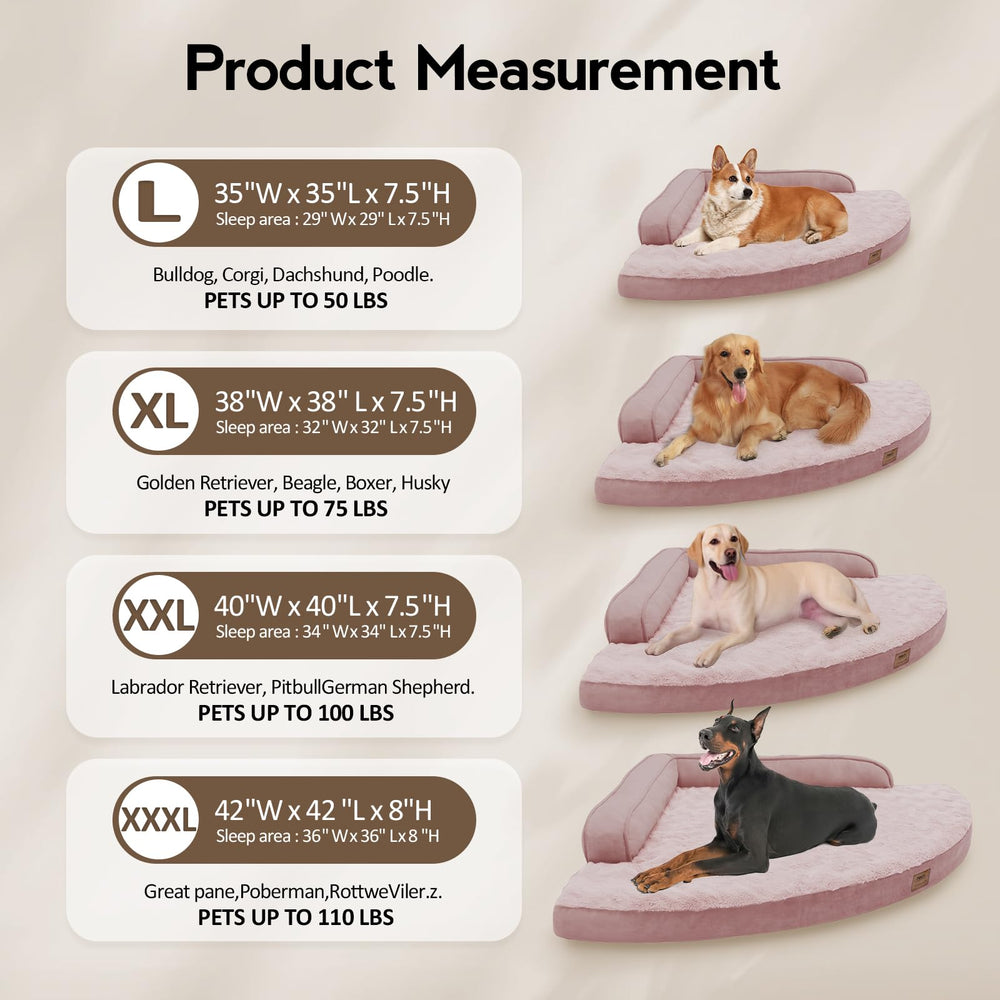 MEKIY cama ortopédica para perros XXL, diseño triangular, ideal para esquinas.