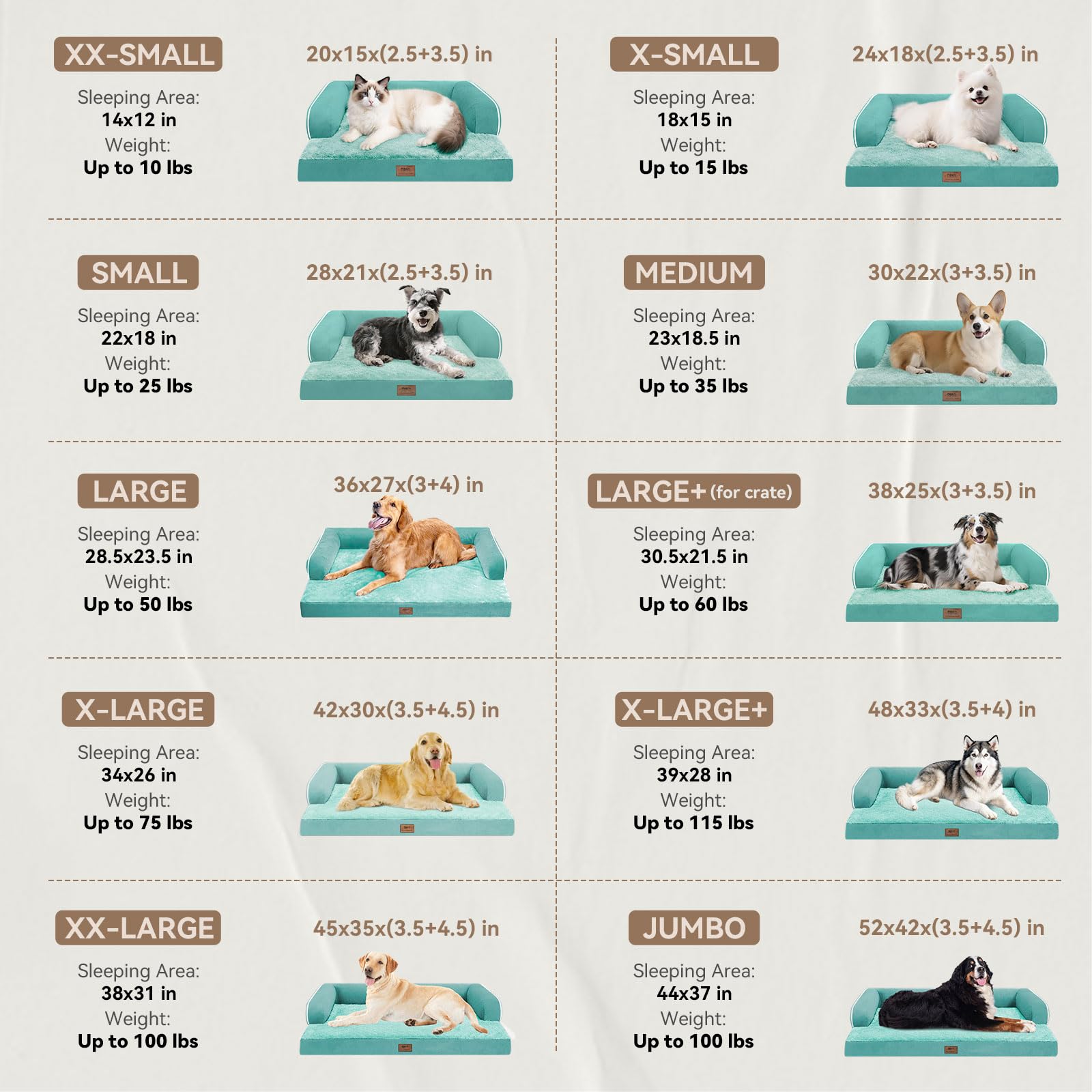 MEKIY cama para perros, vista lateral, estabilidad y reposo seguro en cualquier suelo.