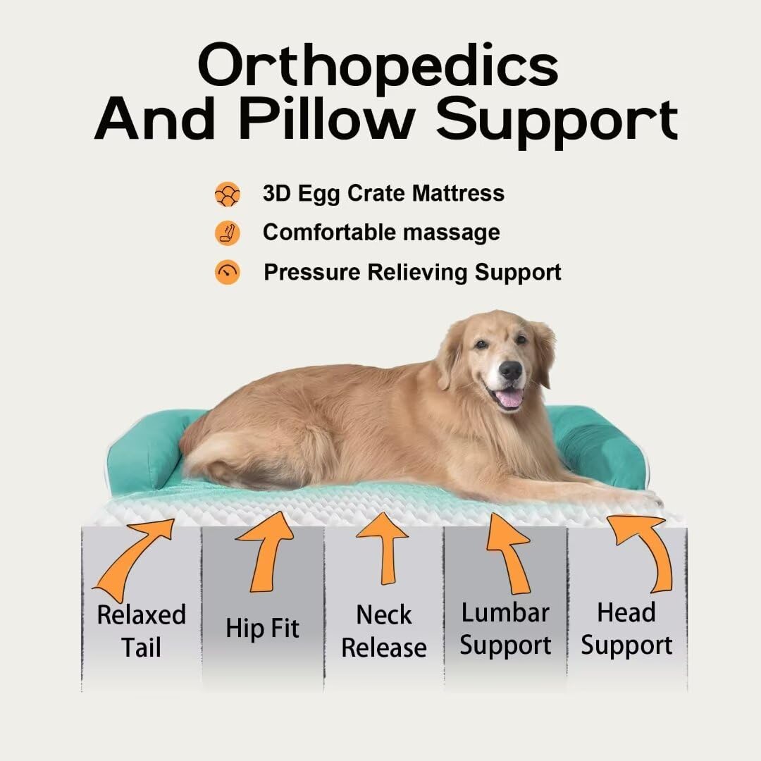 MEKIY cama ortopédica, refuerzo en forma de U, vista de borde, soporte de cuello suave.