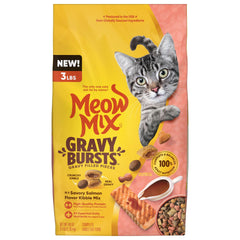 Meow Mix Burbujeos Caldo, empaque frontal, sabor atractivo para gatos adultos.