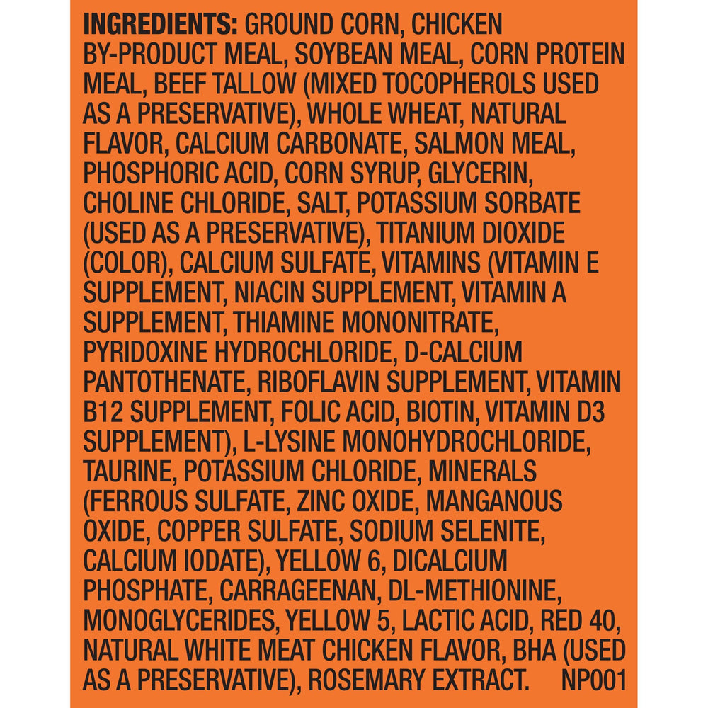 Meow Mix centros tiernos, pollo blanco como sabor principal.