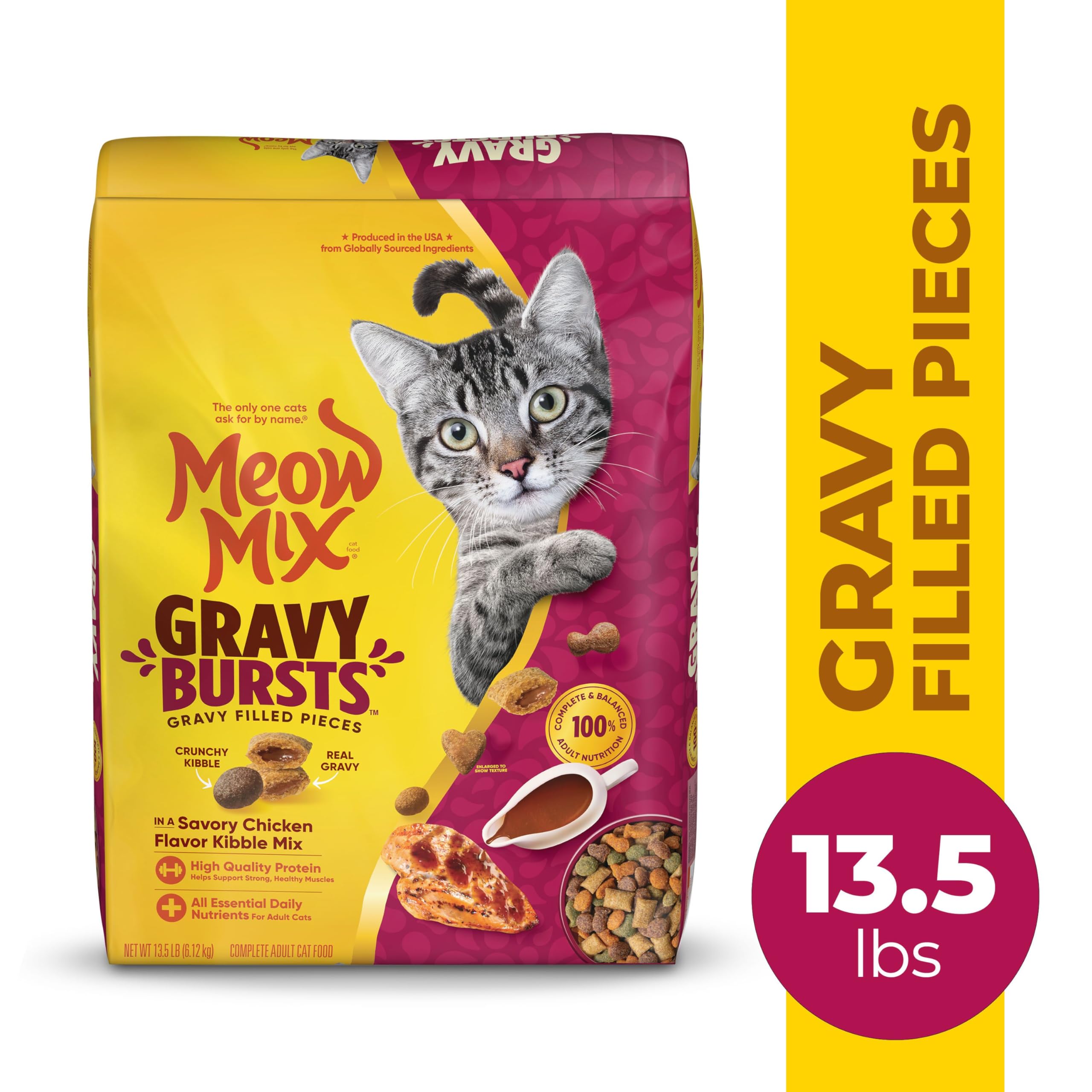 Meow Mix Gravy Bursts: bolsa de 13.5 libras para consumo diario
