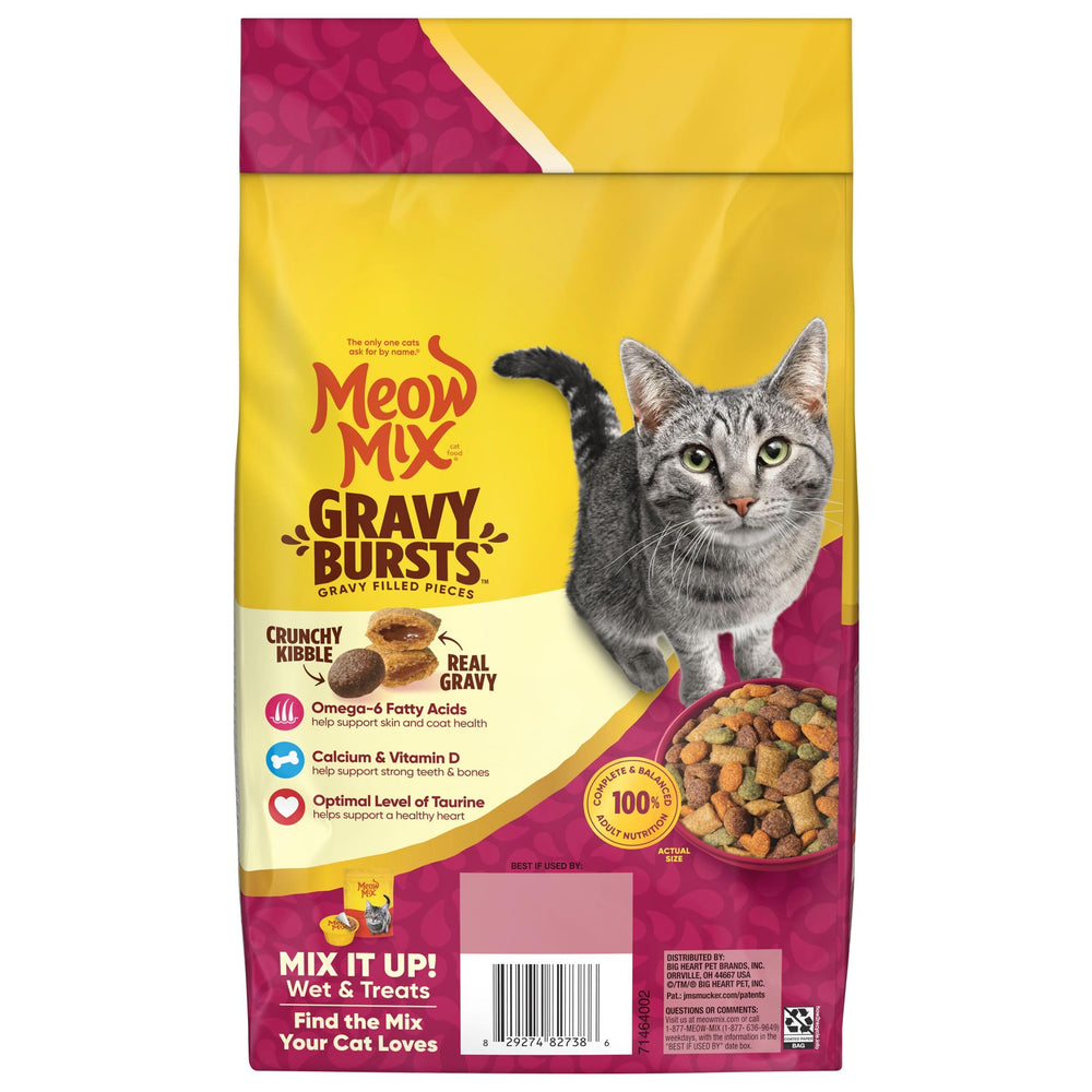 Meow Mix Gravy Bursts fuente de proteína para una dieta equilibrada.