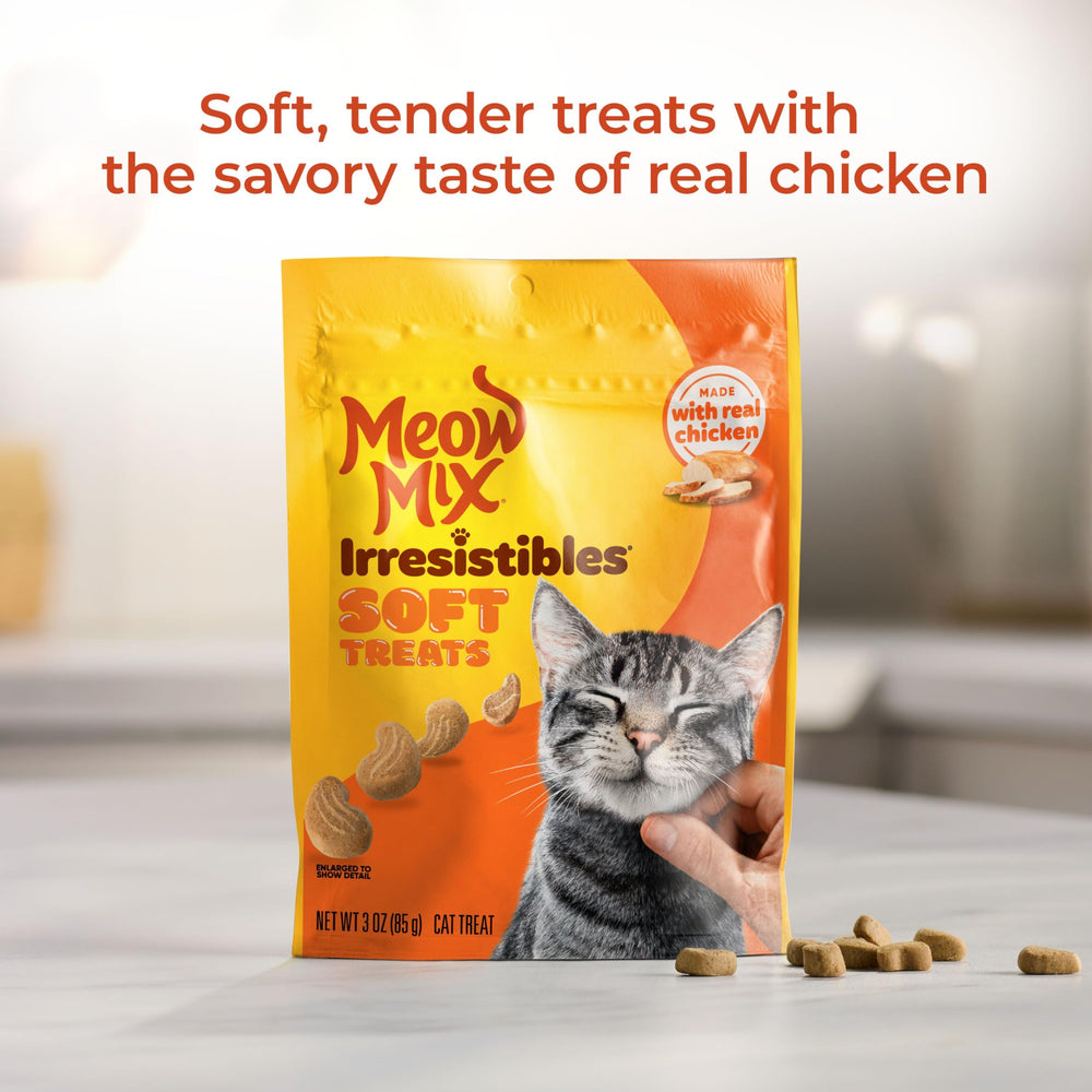 Meow Mix Irresistibles bolsa con cierre mantiene las golosinas frescas para tu gato