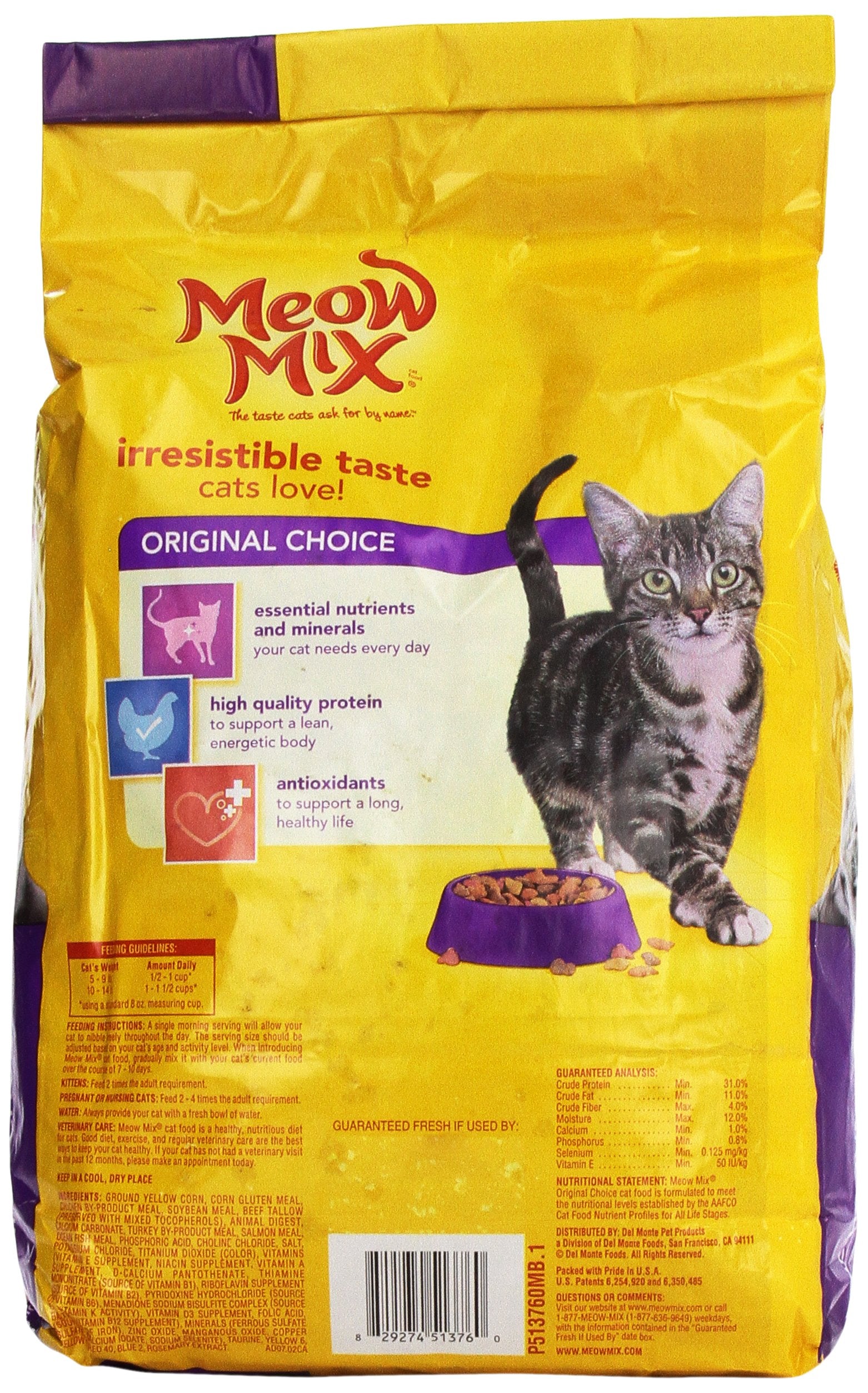 Meow Mix Original Choice: proteína de alta calidad para músculos fuertes.
