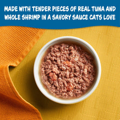 Meow Mix Tenders en Salsa, textura cremosa que estimula el apetito del gato.