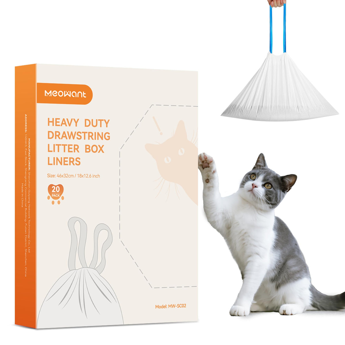 Bolsas Meowant para caja de arena automático, resistentes para contener arena de gatos.