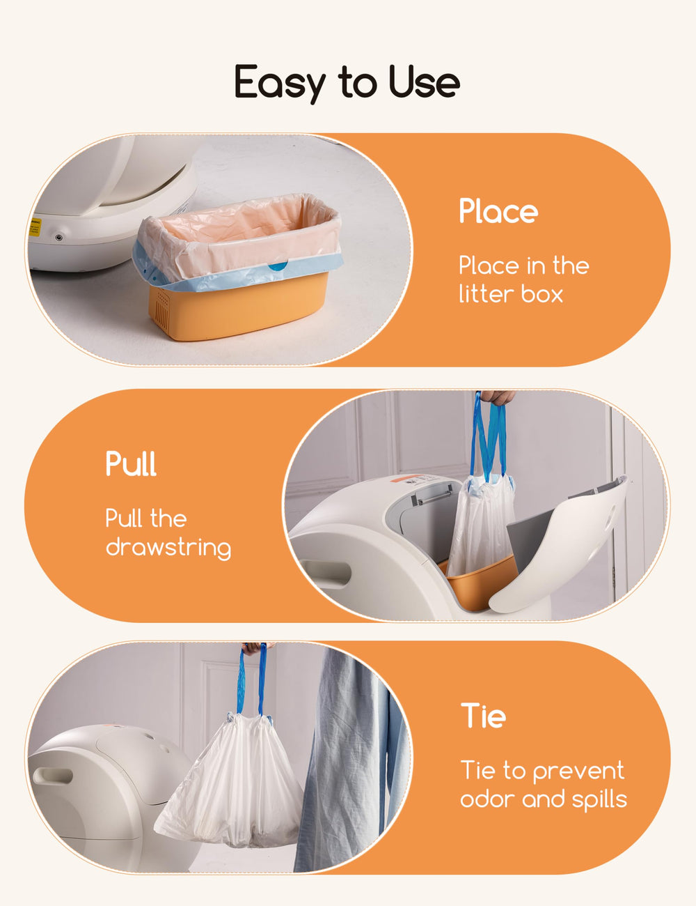 Meowant uso fácil y extracción sin desgarros de la bolsa liner.