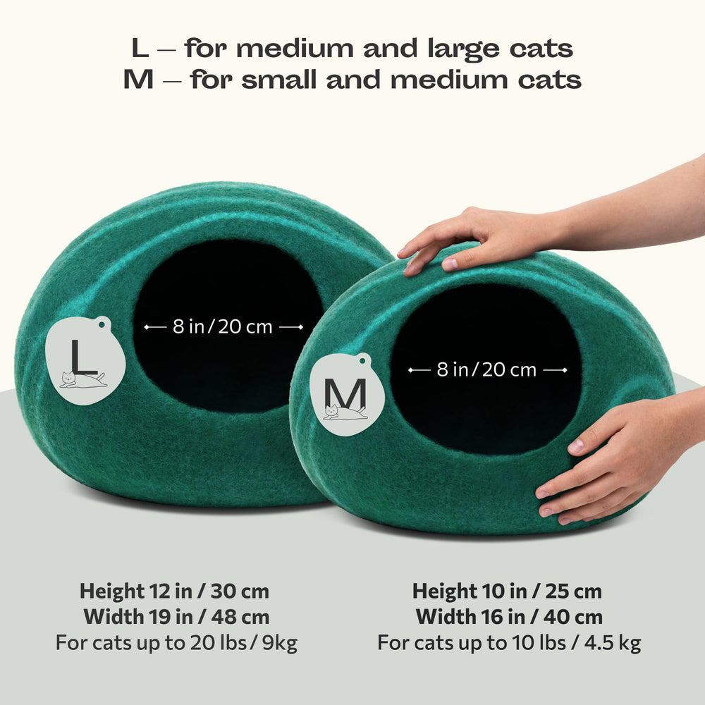 MEOWFIA cama para gato merino esmeralda, lugar seguro para dormir dentro de casa.