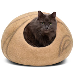 MEOWFIA cueva de gato en fieltro medio beige, refugio cómodo.