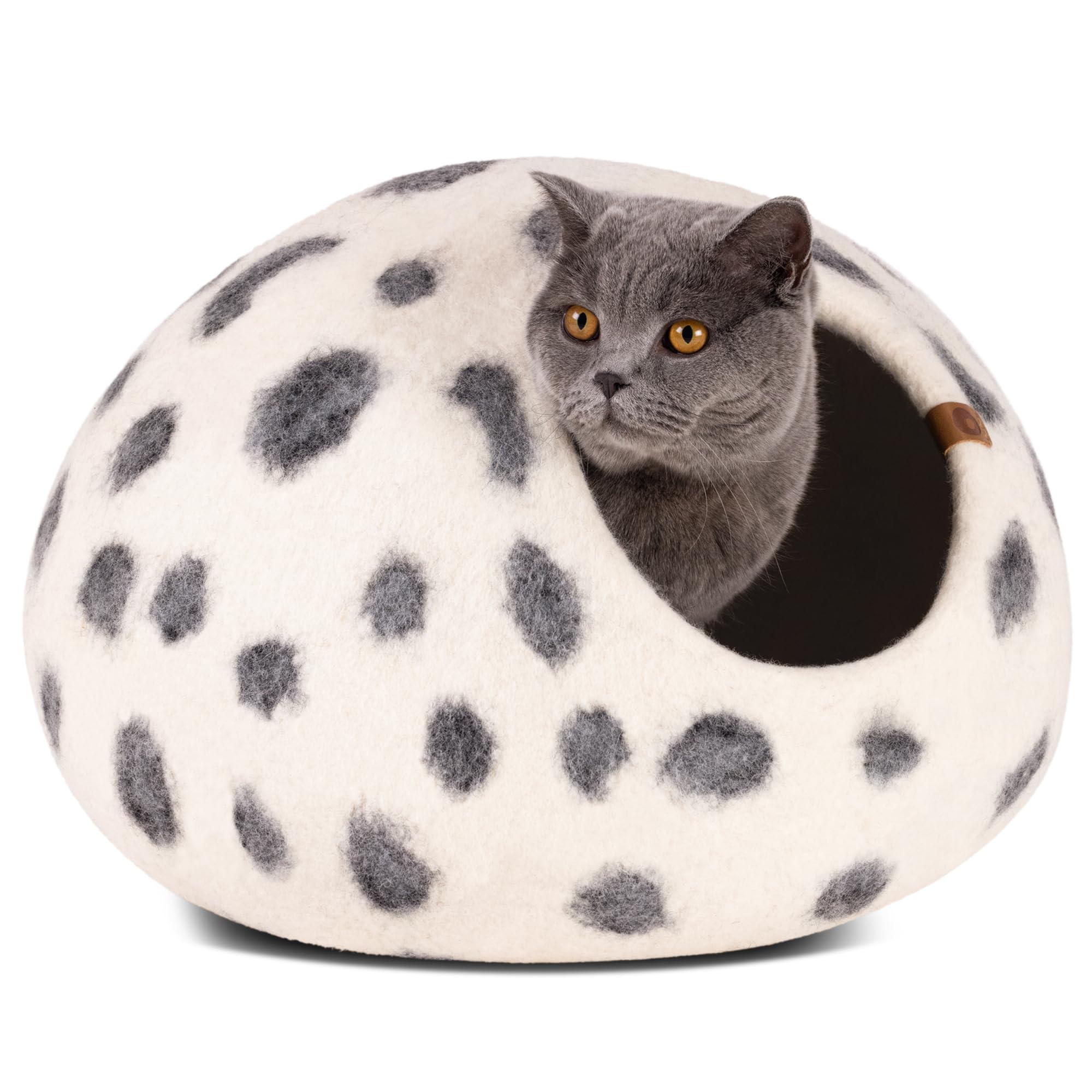 MEOWFIA Cueva para gato: interior con textura de lana merino, cálida y natural.