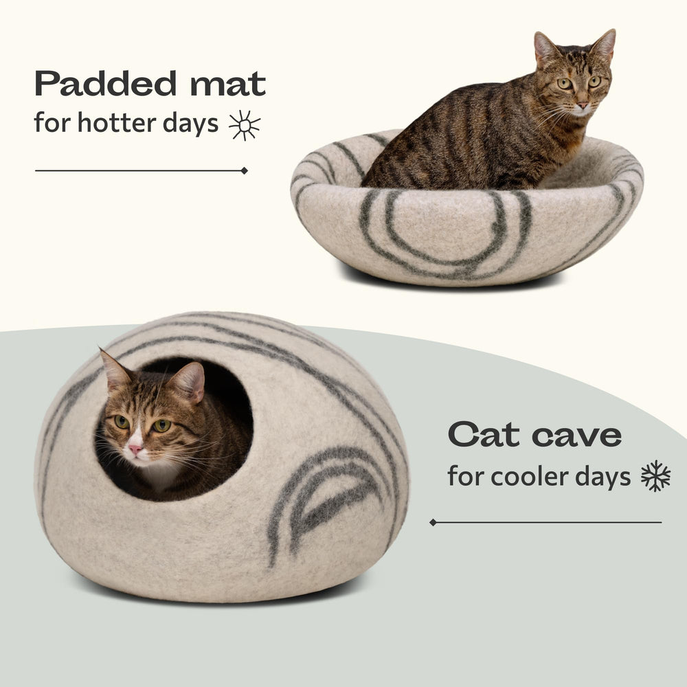 Uso dual MEOWFIA: refugio y cama para gato en casa.
