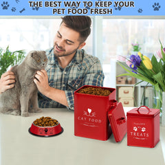 Meraki Home contenedor para golosinas de gato metalico con tapa ayuda a conservar porciones.
