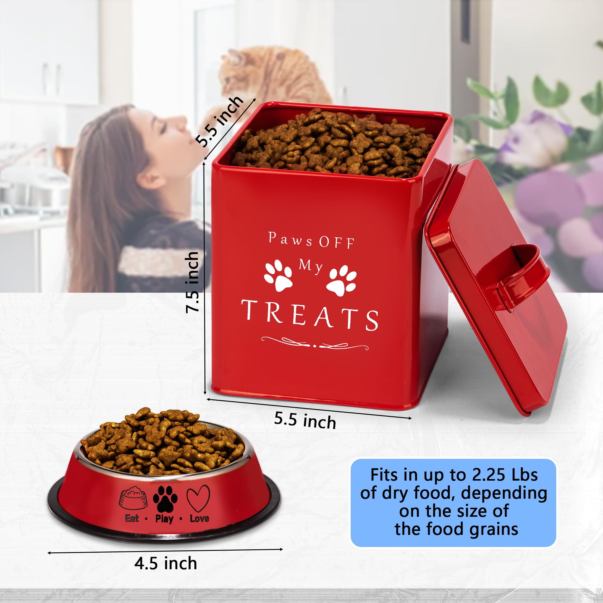 Meraki Home cuenco rojo brillante para comida seca o húmeda.
