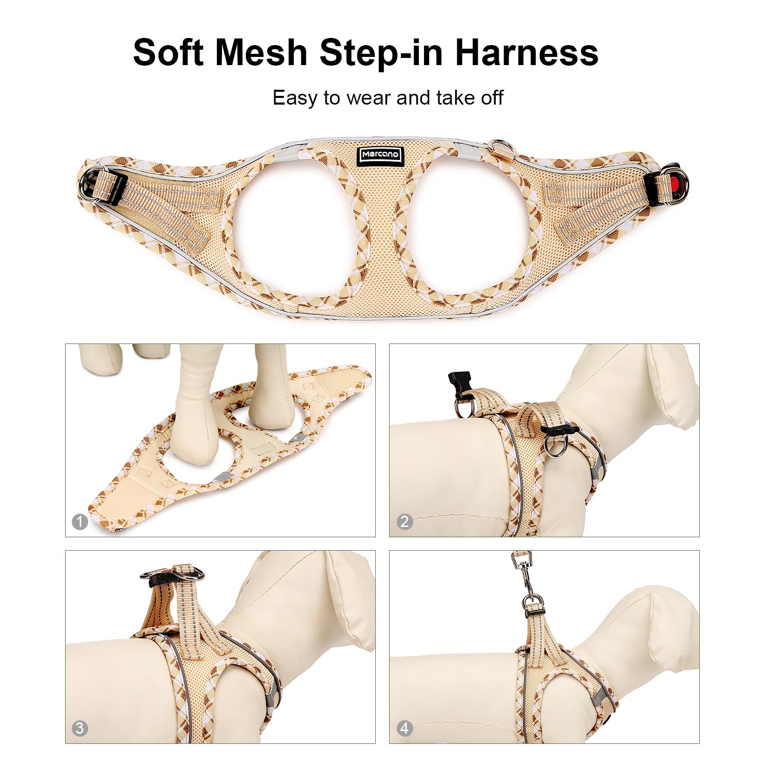 Diseño ergonómico Mercano que reduce tirones durante el paseo.