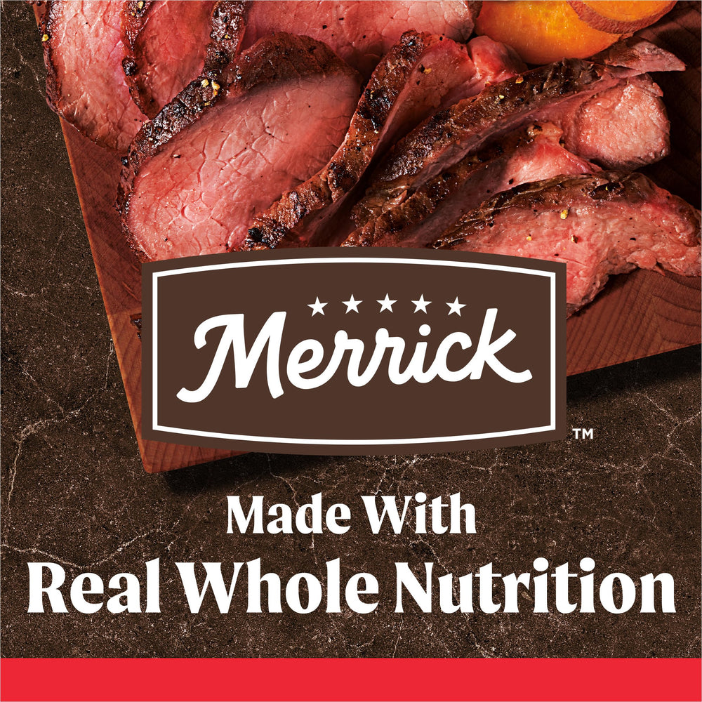 Merrick alimento seco con carne deshuesada de res para perros adultos