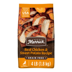 Merrick pollo real como ingrediente principal para una nutrición equilibrada del perro