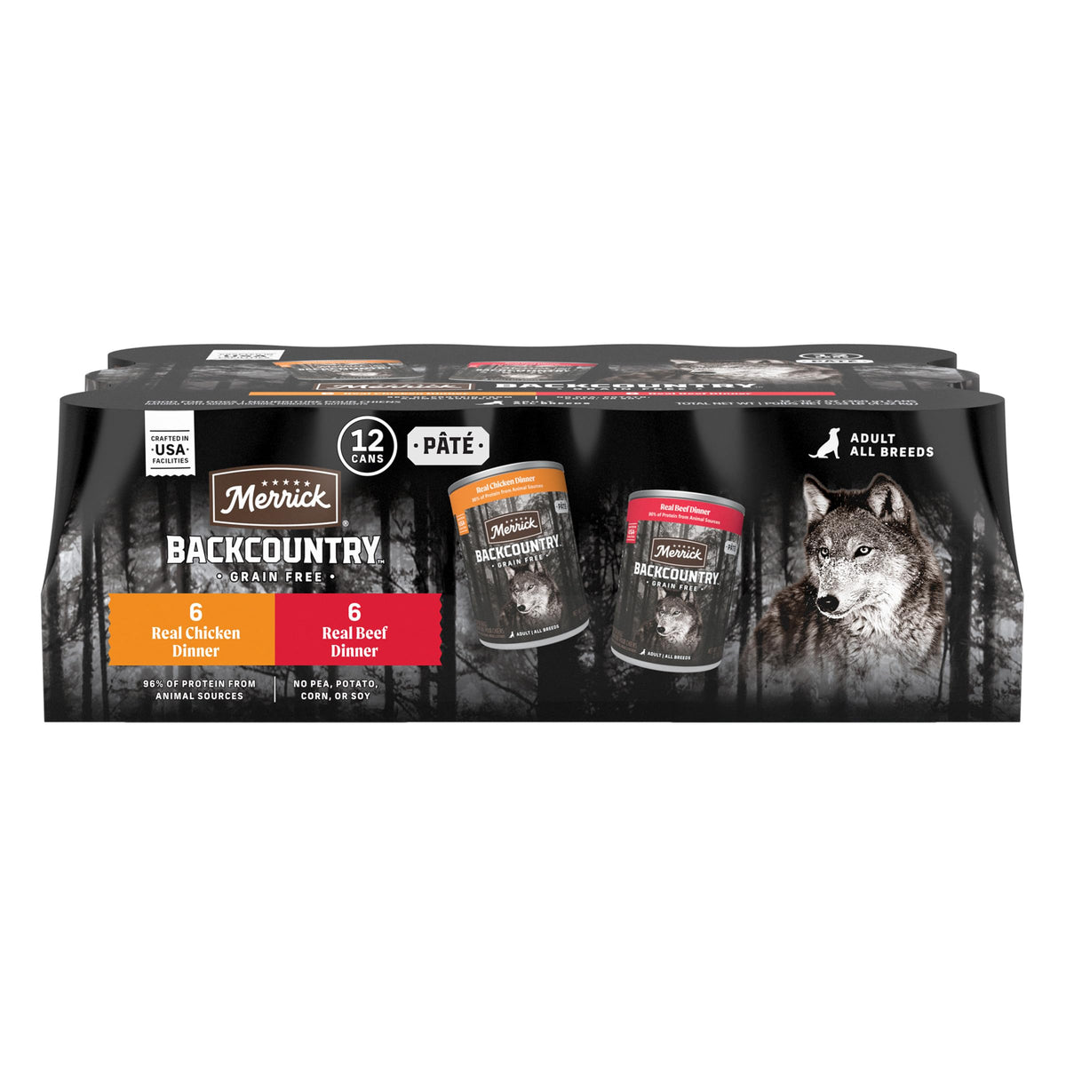 Merrick Backcountry: lata de carne real cena, ideal para perros adultos sabrosos.