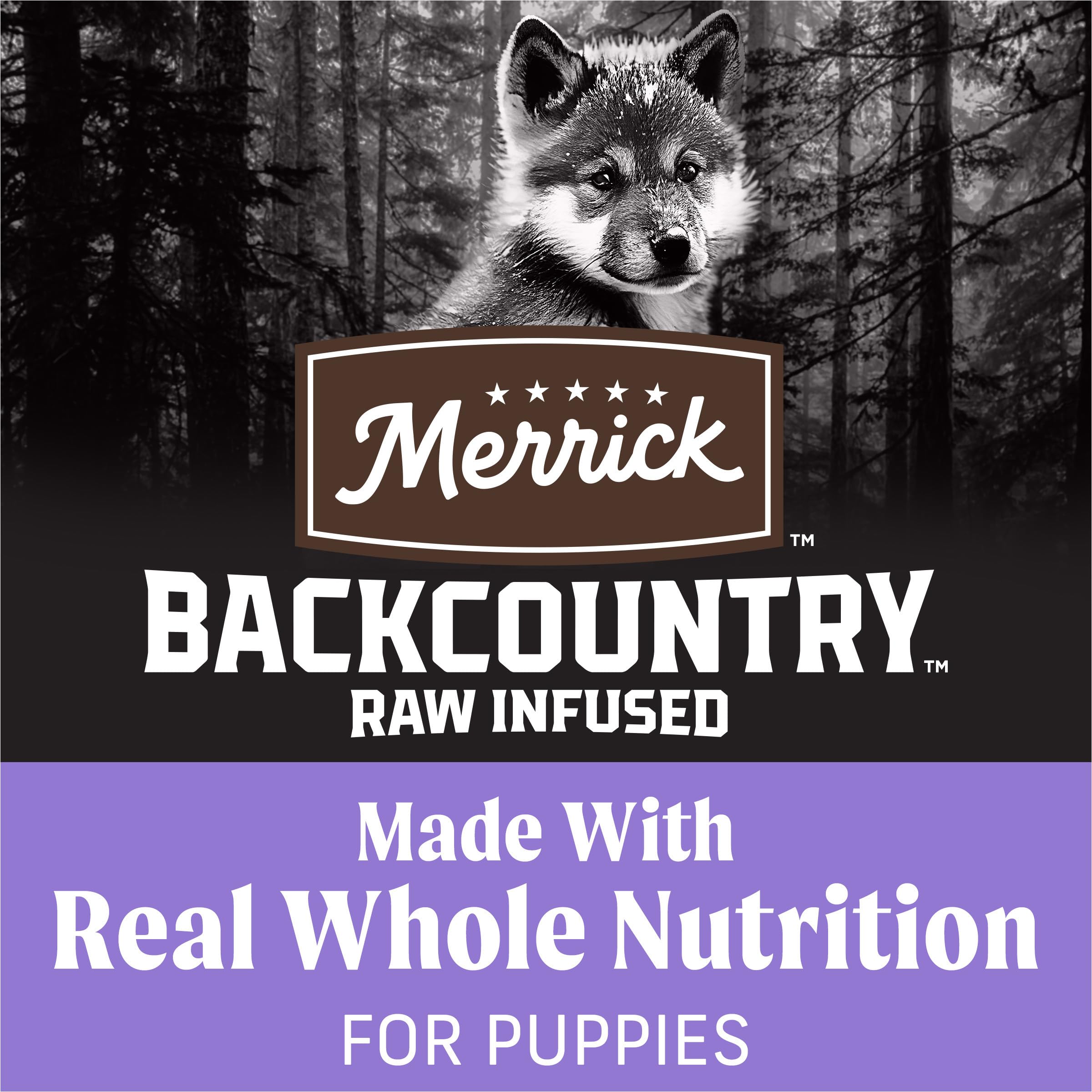 Merrick Backcountry trozos crudos deshidratados, sabor consistente para variedad en cada comida.