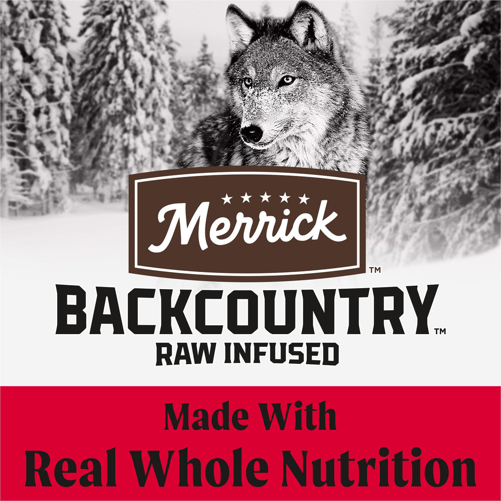 Merrick Backcountry trozos crudos liofilizados: textura premium para comidas diarias.
