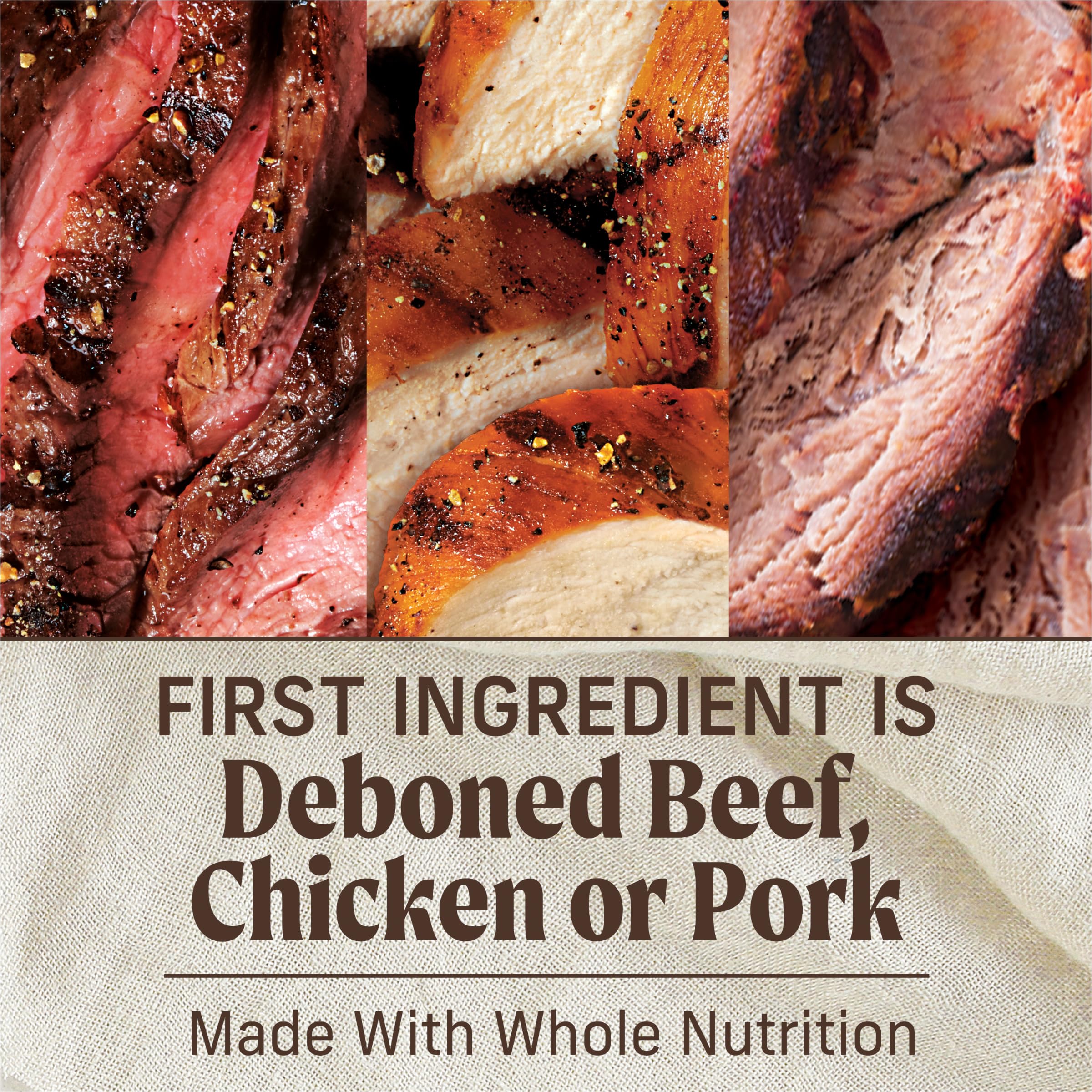 Merrick Barbacoa en lata: ingredientes reales y textura suave para perros adultos.